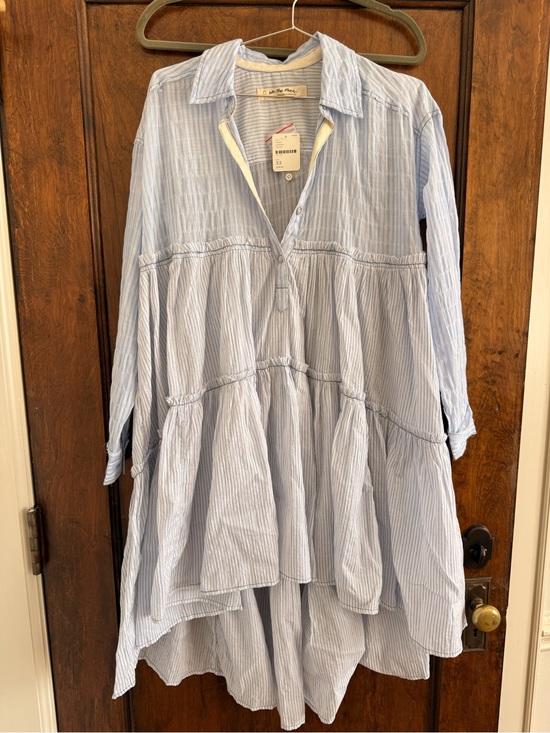 We The Free Dresses & Skirts - We The Free Light Blue and White Striped Button-Up Dress